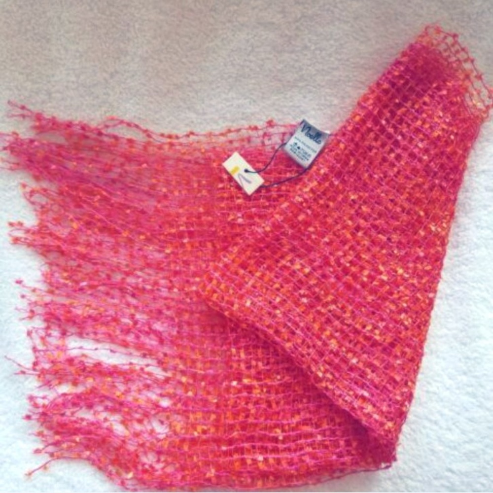 Tangerine Pink Confetti Scarf 28In x74In Shawl NWT